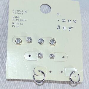 A New Day Sterling Silver,Cubic Zirconia Nickel Free Earrings NWT